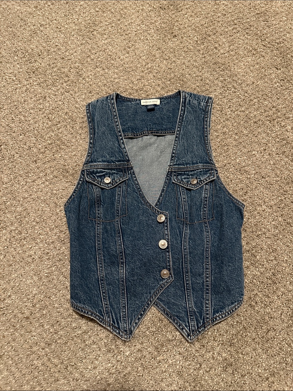American Eagle Madewell Dark Blue Denim Vest - Button-Front Women's Tank